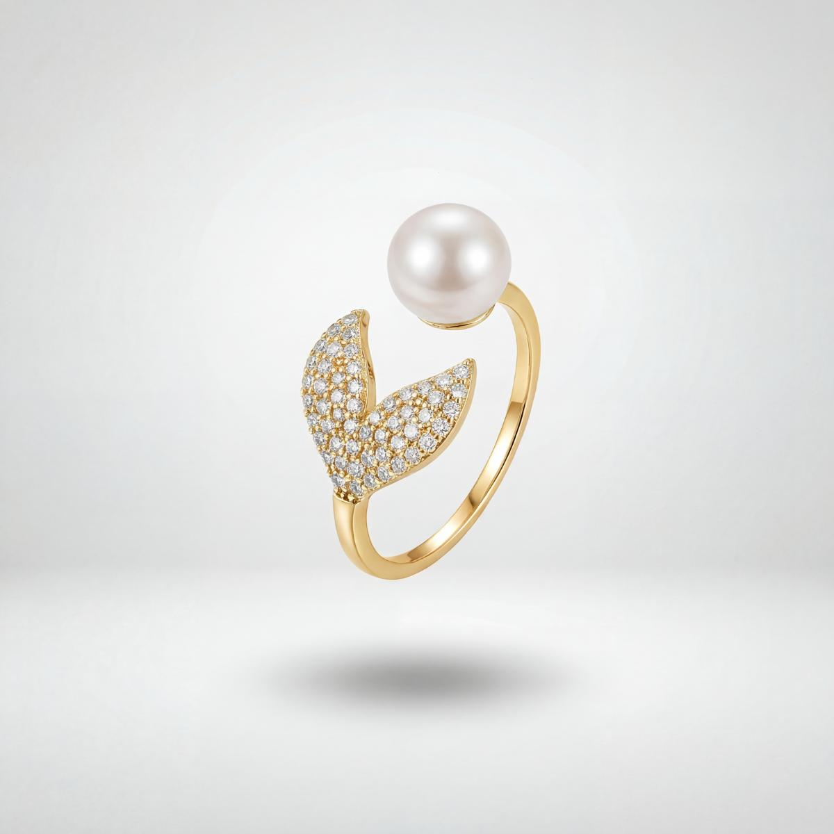 Golden Adjustable Pearl Bloom Ring product image 1