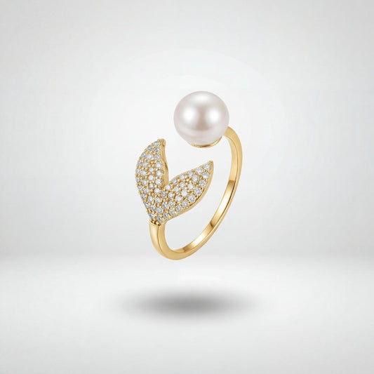 Golden Adjustable Pearl Bloom Ring product image 1