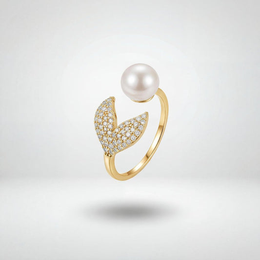 Golden Adjustable Pearl Bloom Ring product image 1