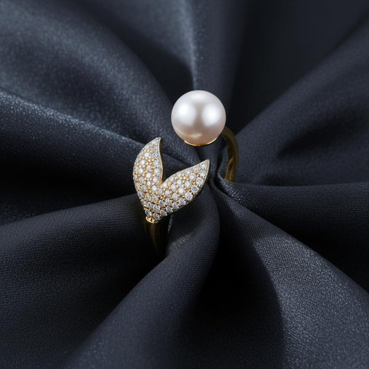 Golden Adjustable Pearl Bloom Ring product image 2