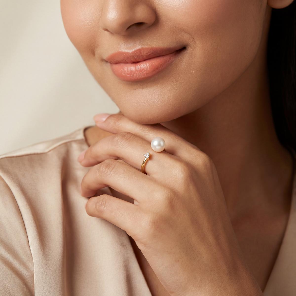Golden Adjustable Pearl Duo Ring product image 8