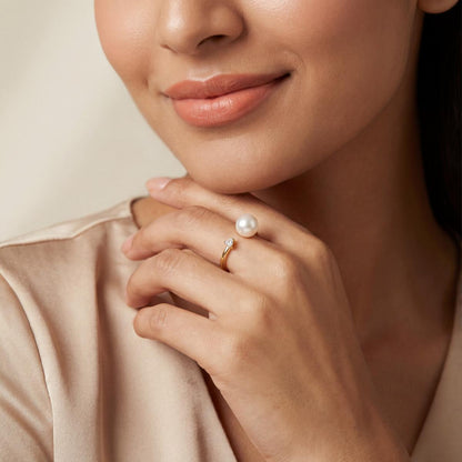 Golden Adjustable Pearl Duo Ring product image 8