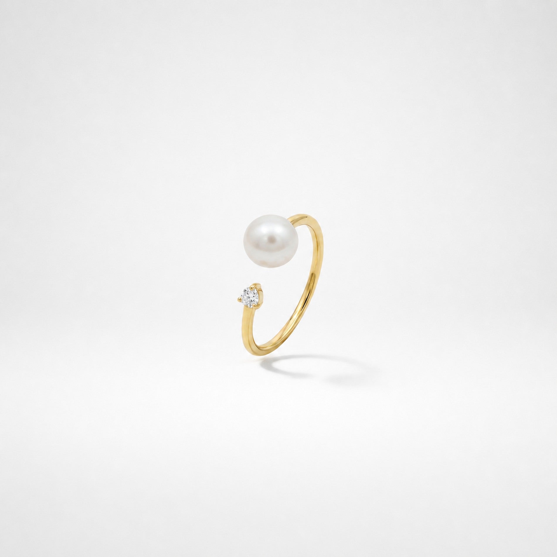 Golden Adjustable Pearl Duo Ring product image 2