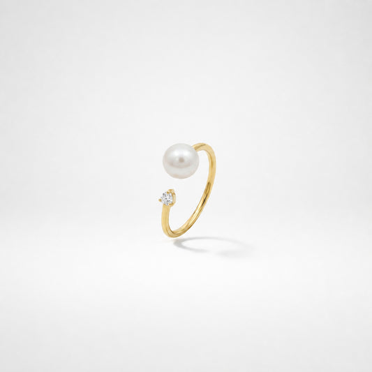 Golden Adjustable Pearl Duo Ring product image 2