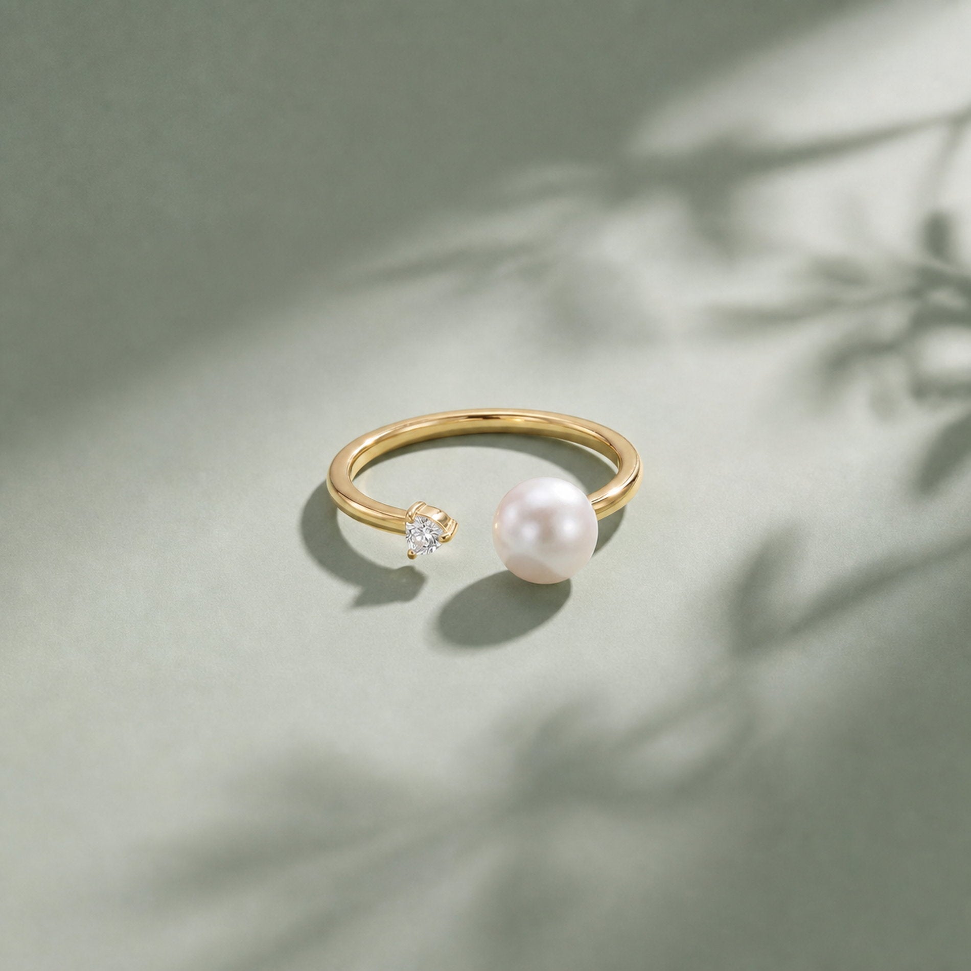 Golden Adjustable Pearl Duo Ring product image 4