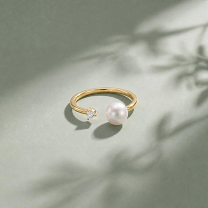 Golden Adjustable Pearl Duo Ring product image 4