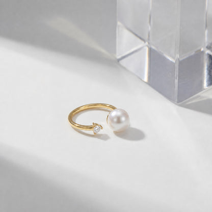 Golden Adjustable Pearl Duo Ring product image 6