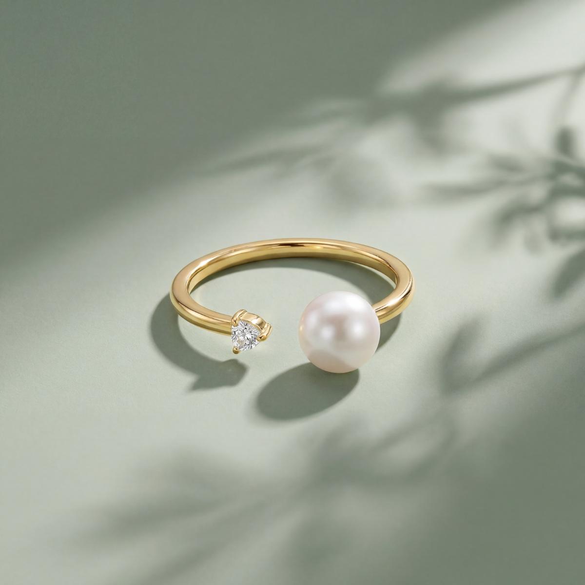 Golden Adjustable Pearl Duo Ring product image 3