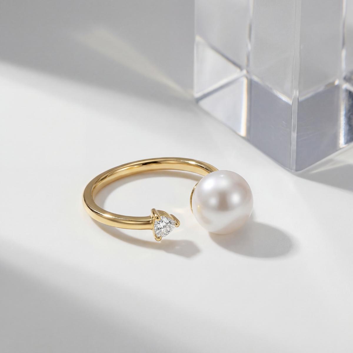 Golden Adjustable Pearl Duo Ring product image 5