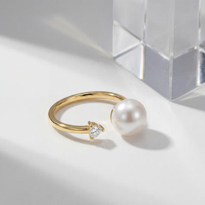 Golden Adjustable Pearl Duo Ring product image 5