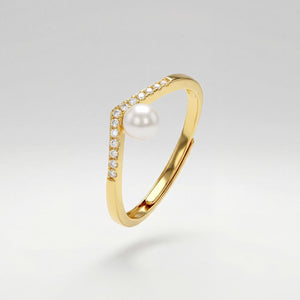 Golden Adjustable Pearl Line Ring product image 1