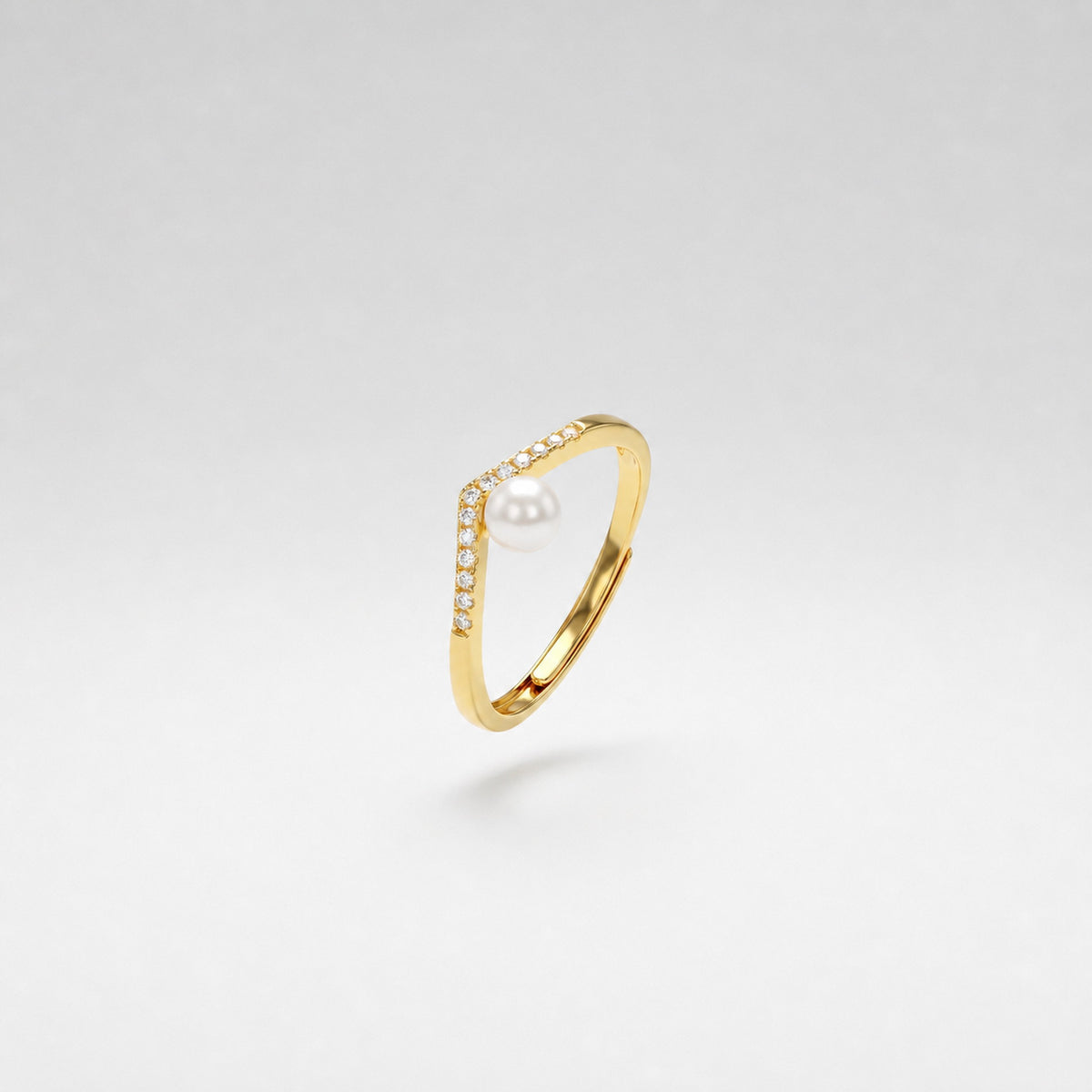 Golden Adjustable Pearl Line Ring product image 6
