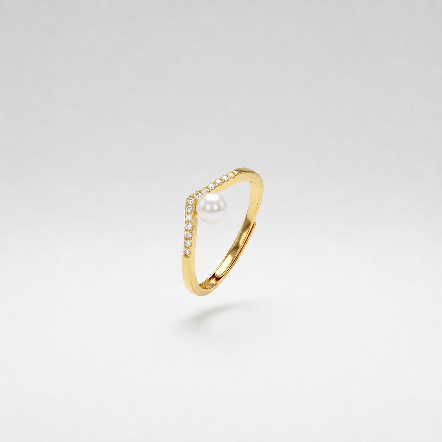 Golden Adjustable Pearl Line Ring product image 6
