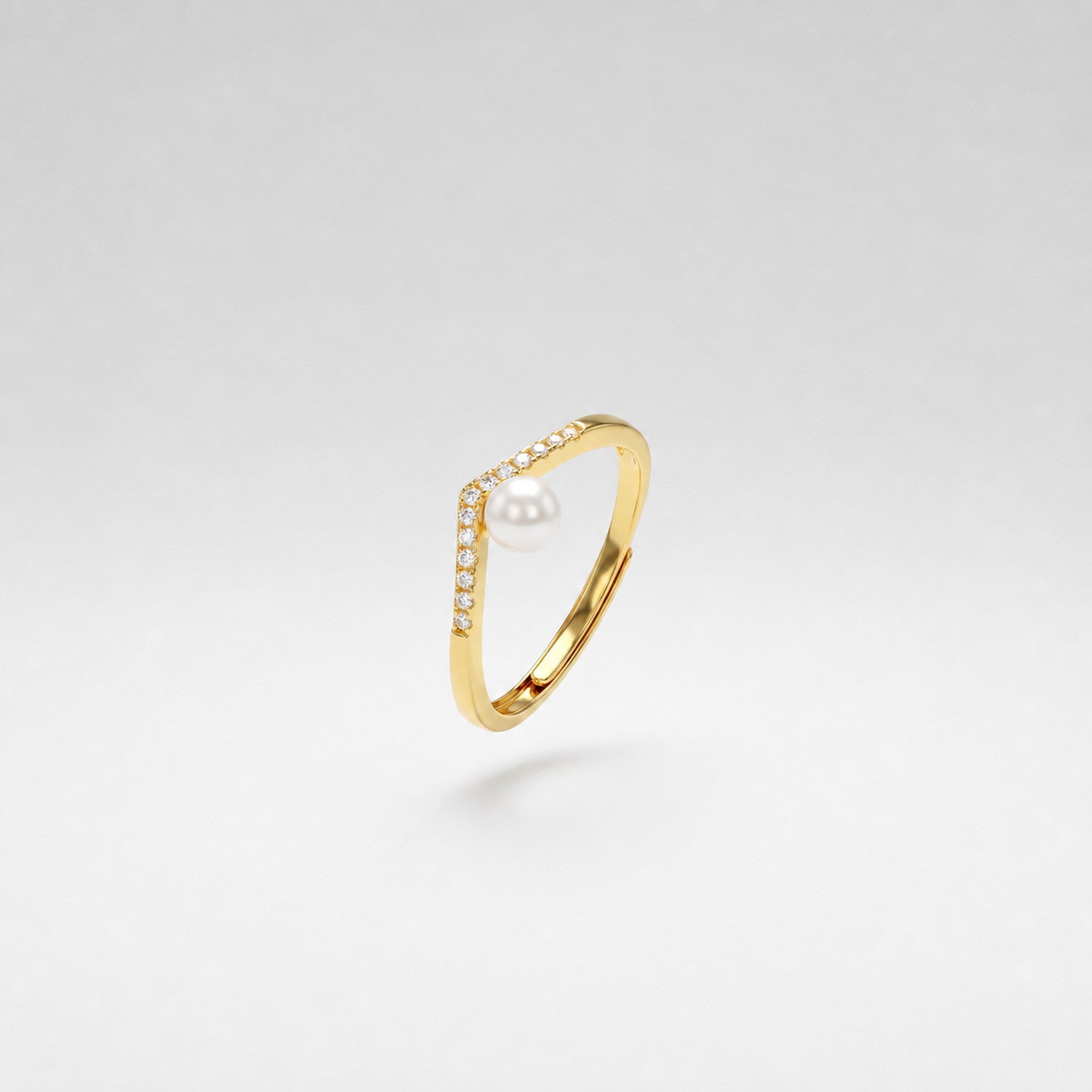 Golden Adjustable Pearl Line Ring product image 6