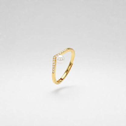 Golden Adjustable Pearl Line Ring product image 6