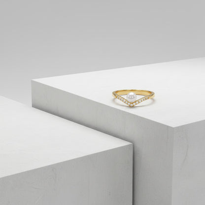 Golden Adjustable Pearl Line Ring product image 3