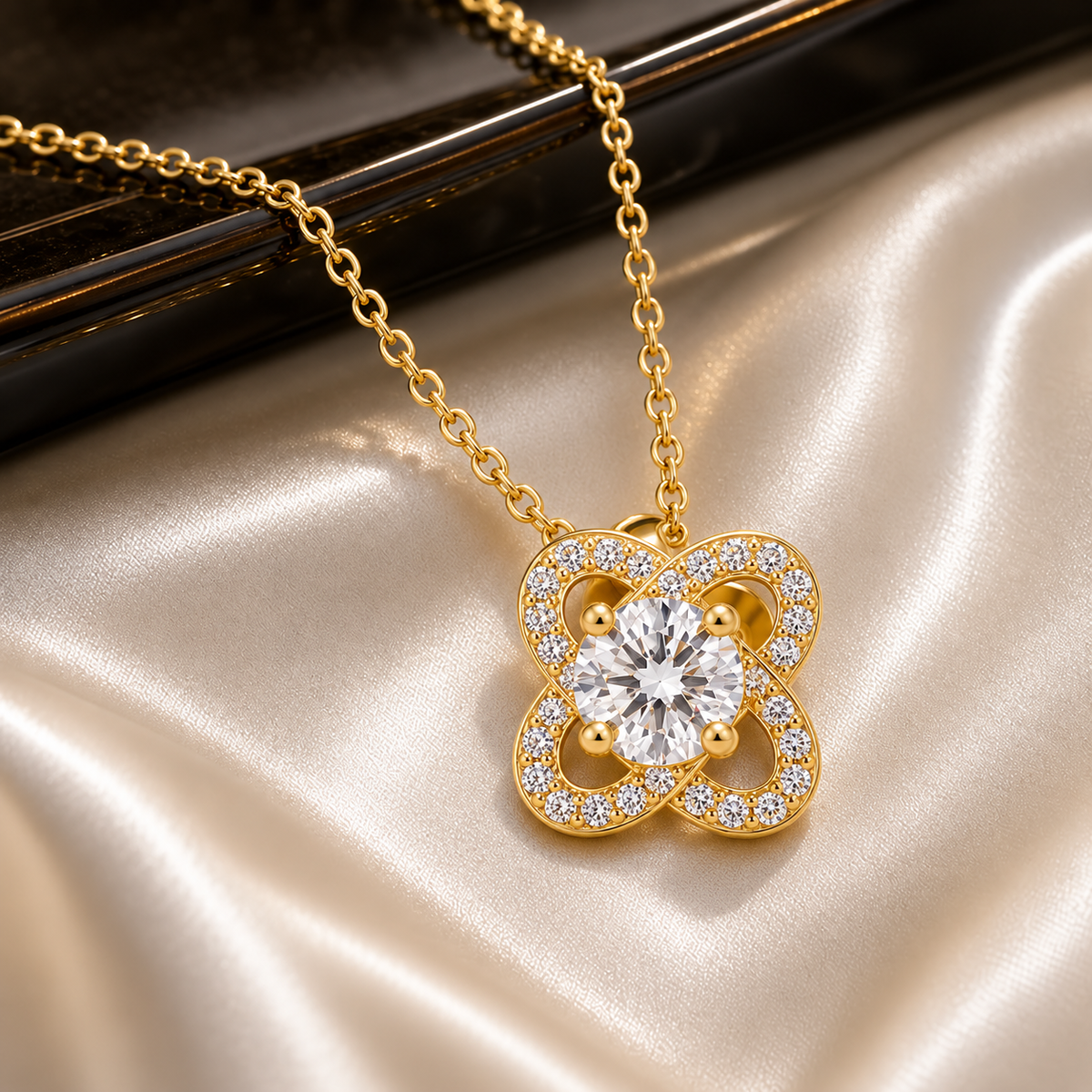 Golden Petal Cross Bloom Pendant