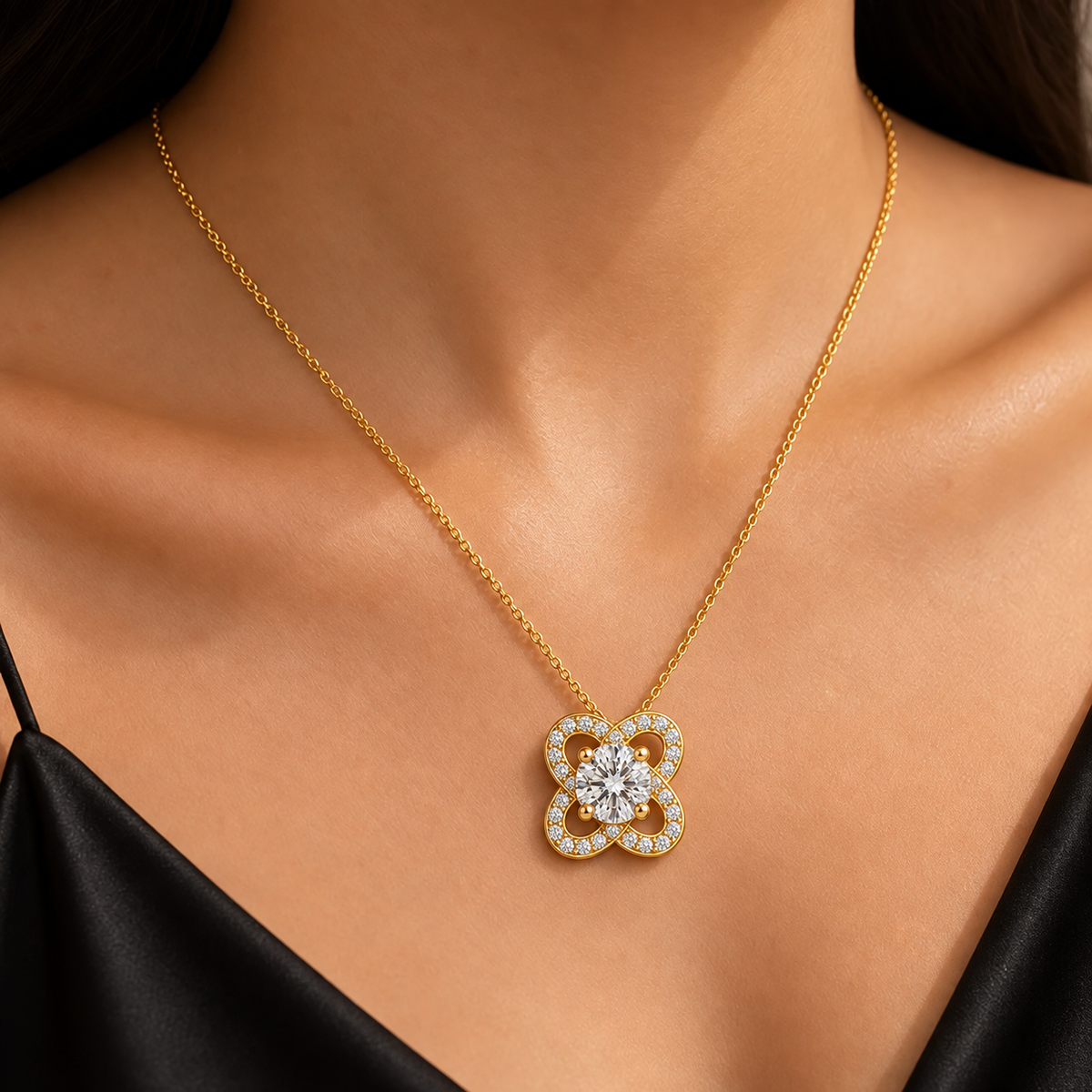 Golden Petal Cross Bloom Pendant