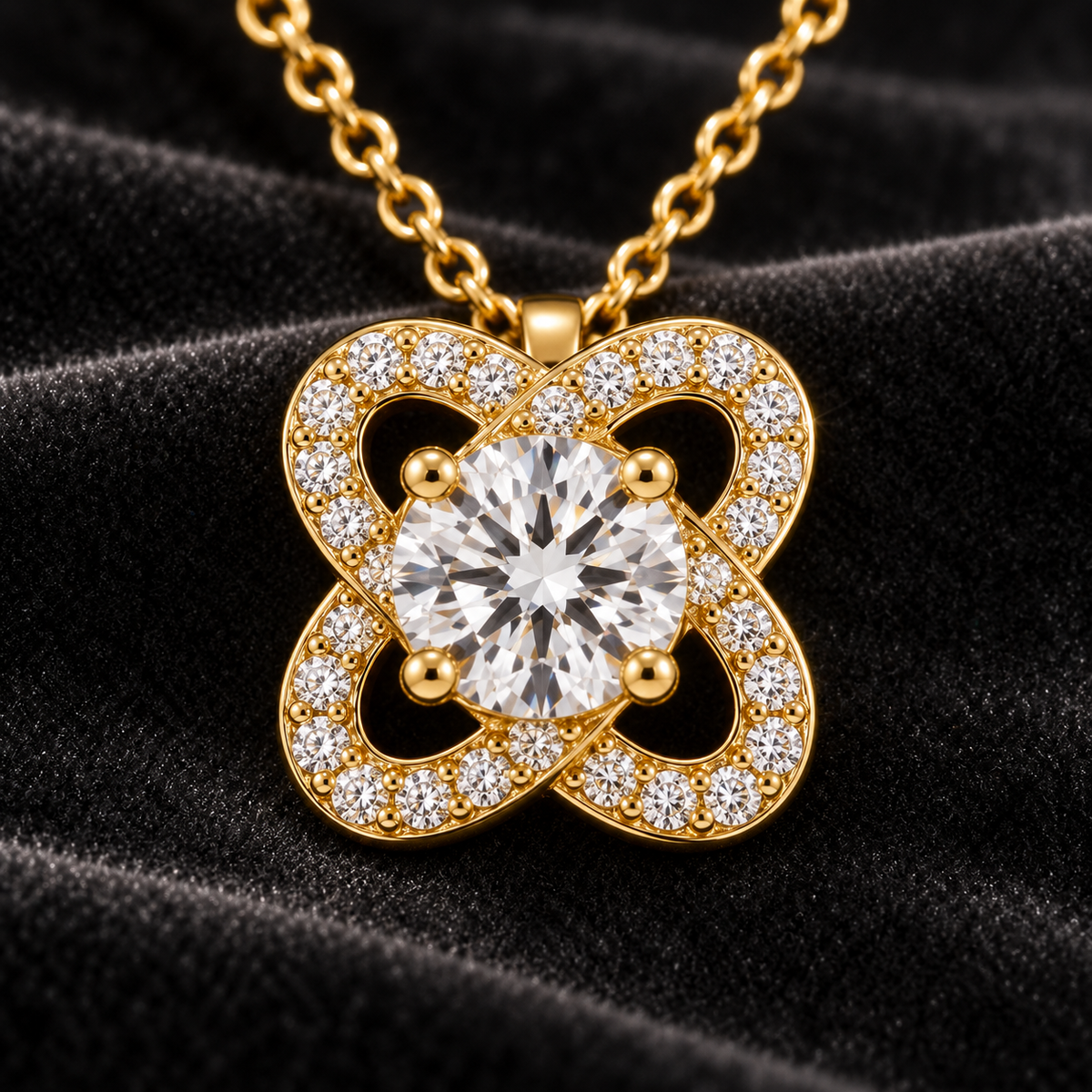 Golden Petal Cross Bloom Pendant