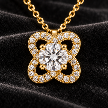 Golden Petal Cross Bloom Pendant