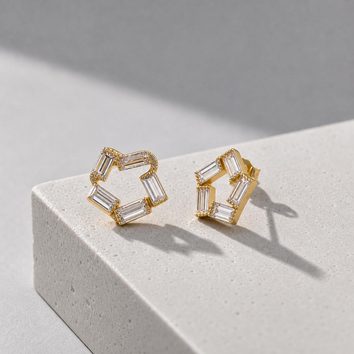 Golden Prism Baguette Star Earrings product image 4