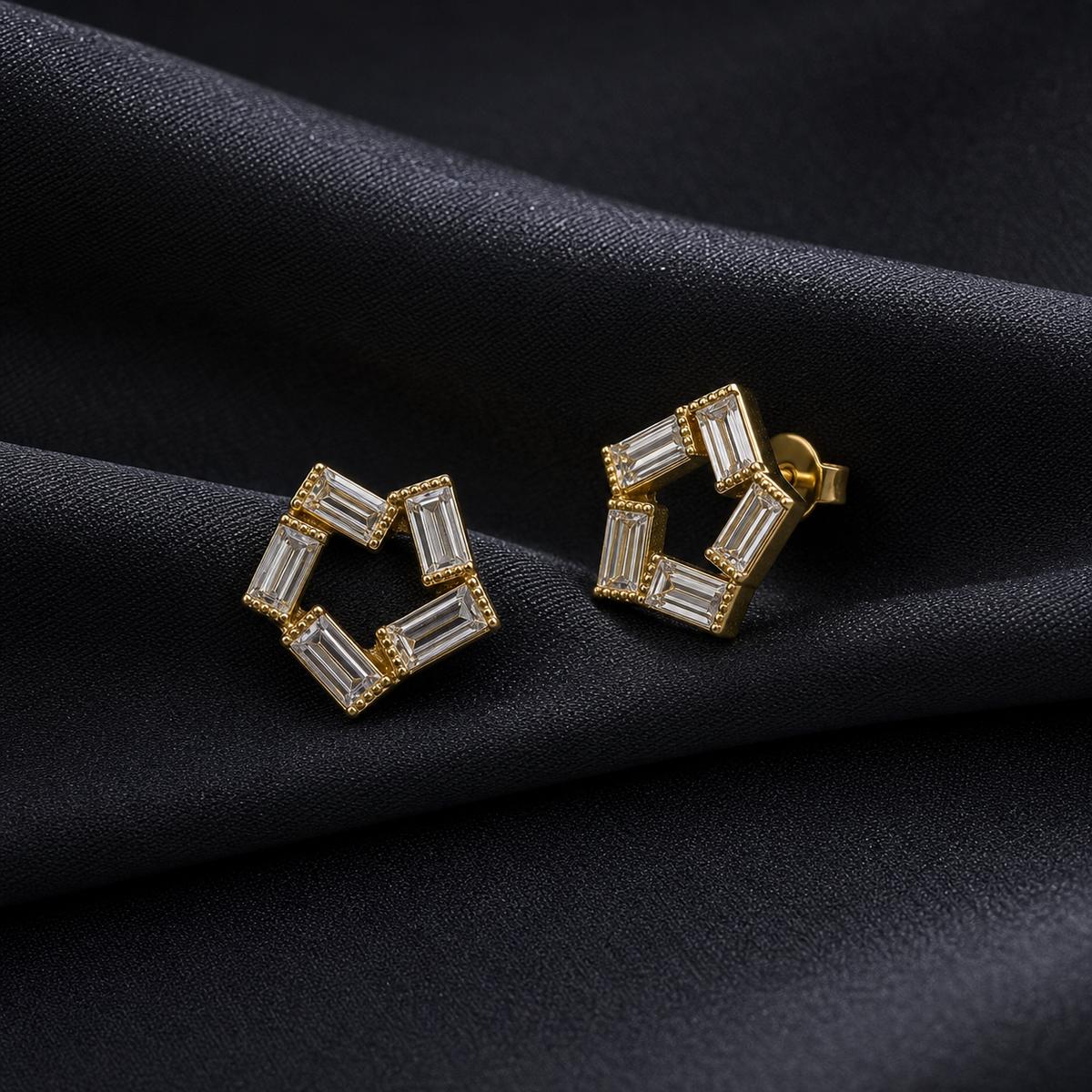 Golden Prism Baguette Star Earrings product image 6