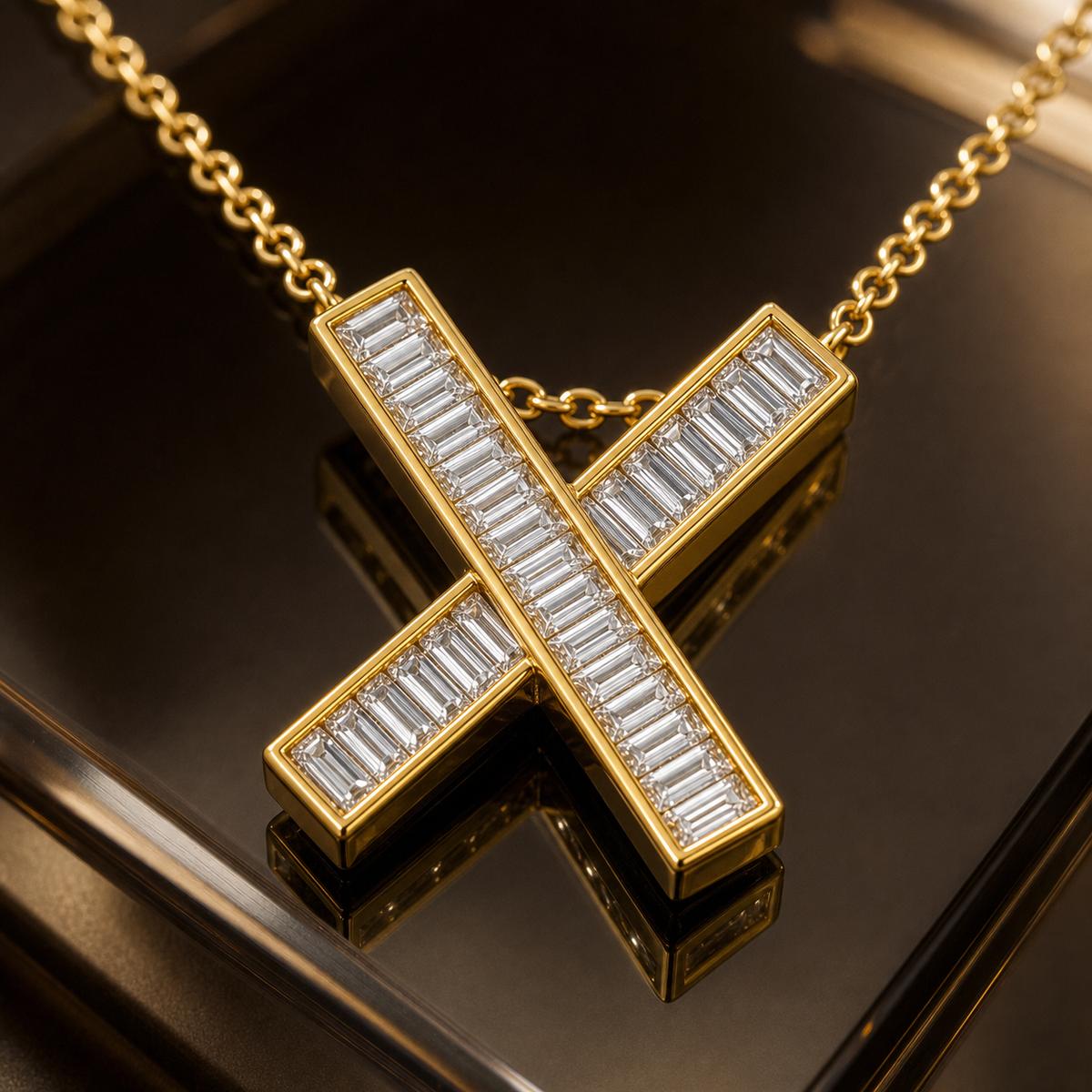 Golden Prism Cross Pendant design detail