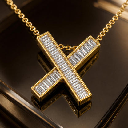 Golden Prism Cross Pendant design detail