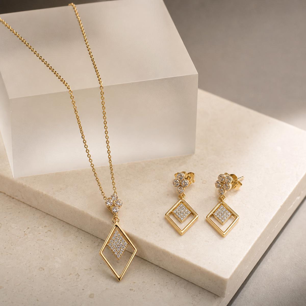 Golden Prism Diamond Drop Jewellery Set product image 5