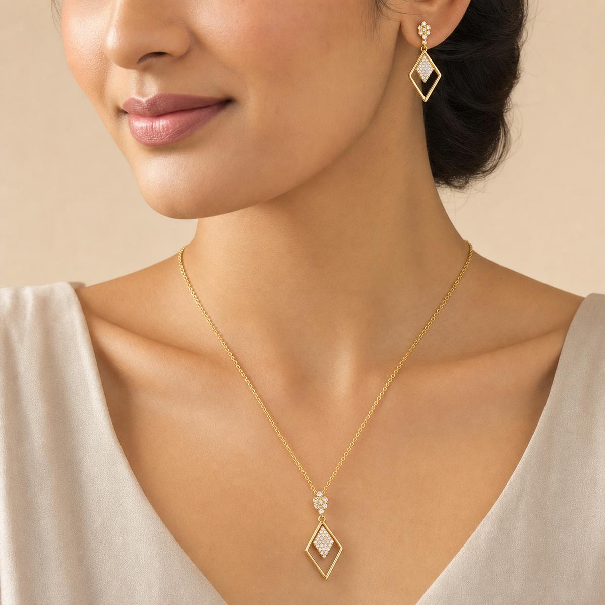 Golden Prism Diamond Drop Jewellery Set product image 6