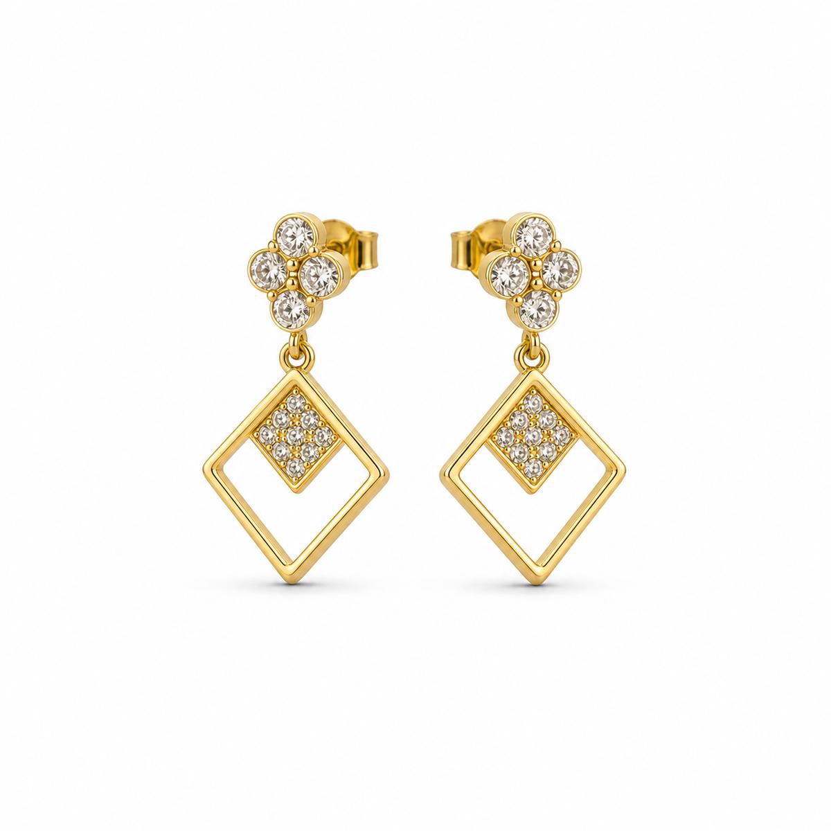 Golden Prism Floral Diamond Drop Earrings product image 1