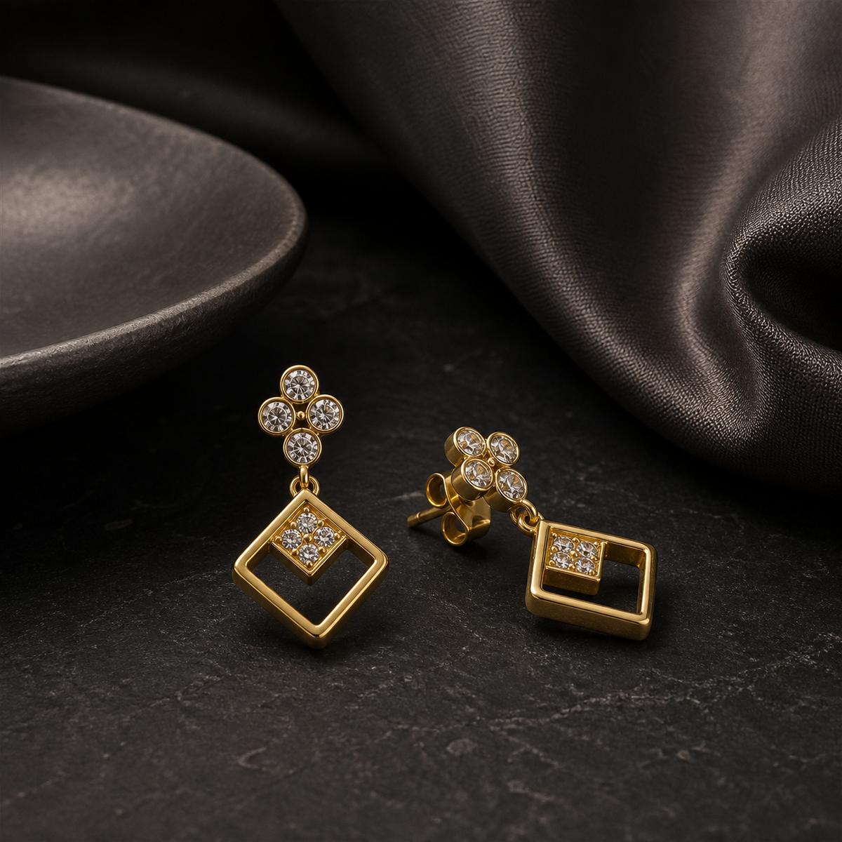 Golden Prism Floral Diamond Drop Earrings product image 2