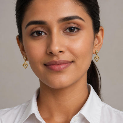Golden Prism Floral Diamond Drop Earrings product image 3