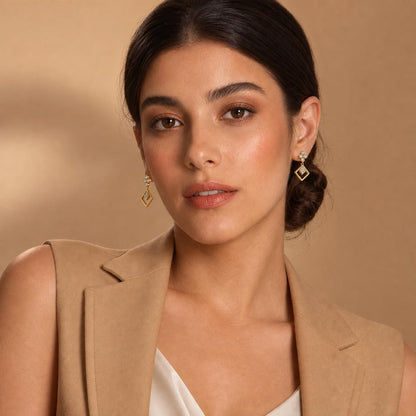 Golden Prism Floral Diamond Drop Earrings product image 4