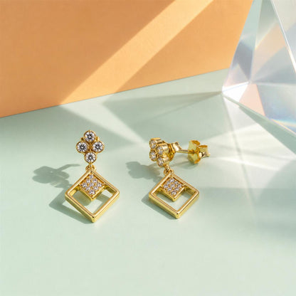 Golden Prism Floral Diamond Drop Earrings product image 5