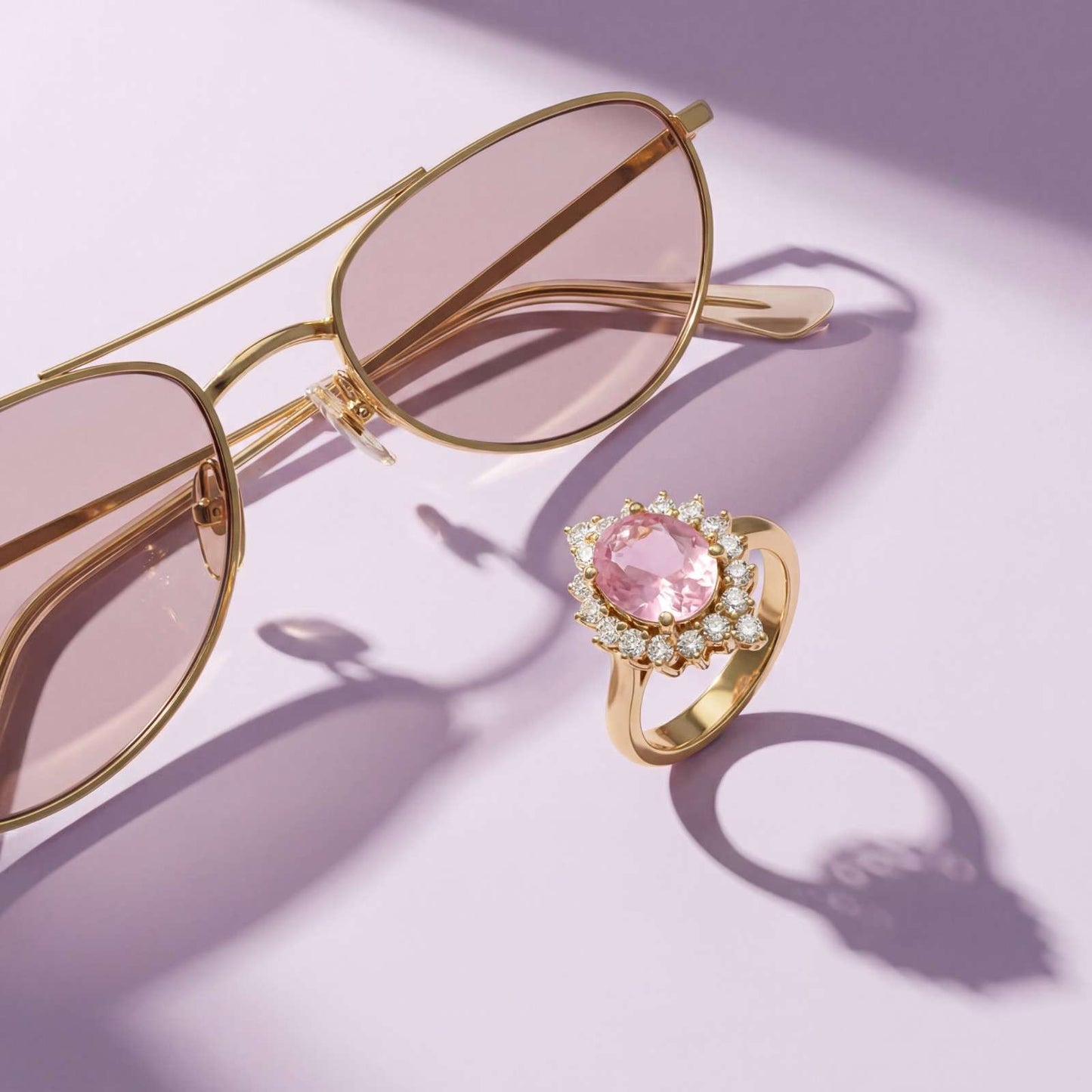 Golden Roselle Halo Ring design detail