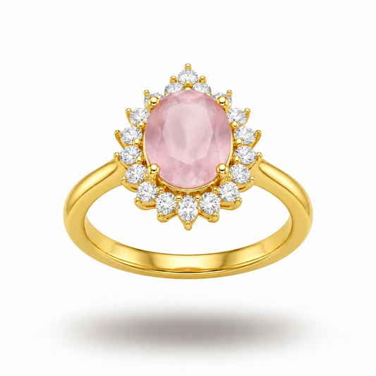 Golden Roselle Halo Ring