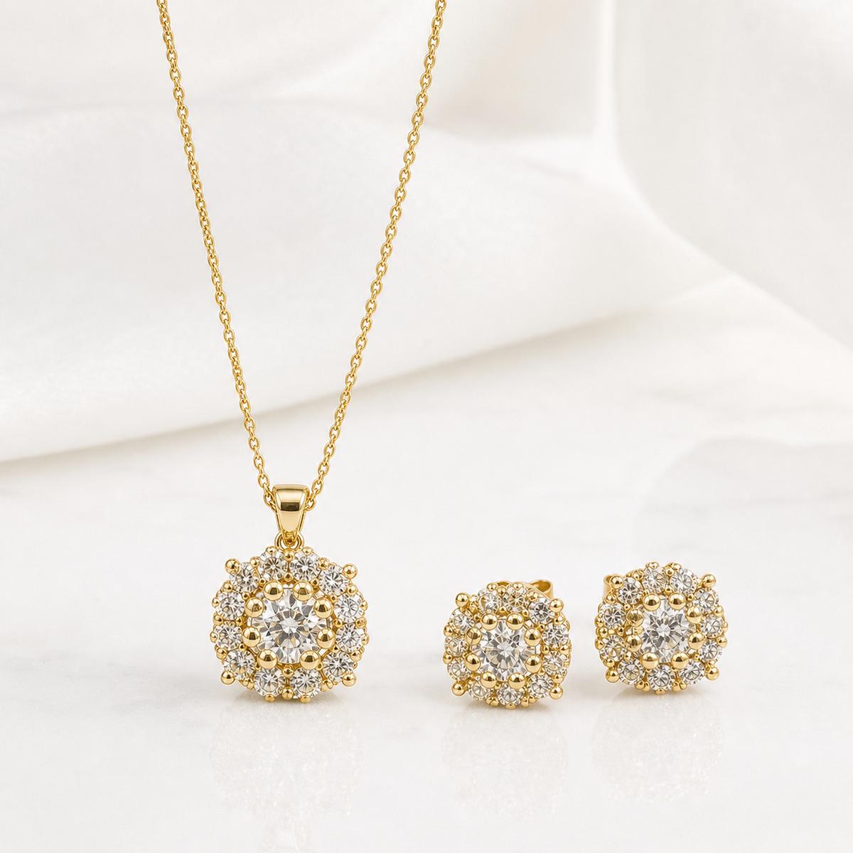 Golden Rosette Cluster Jewellery Set product image 1