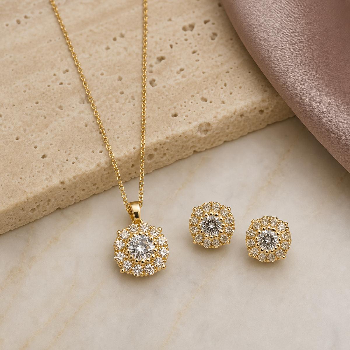 Golden Rosette Cluster Jewellery Set product image 3
