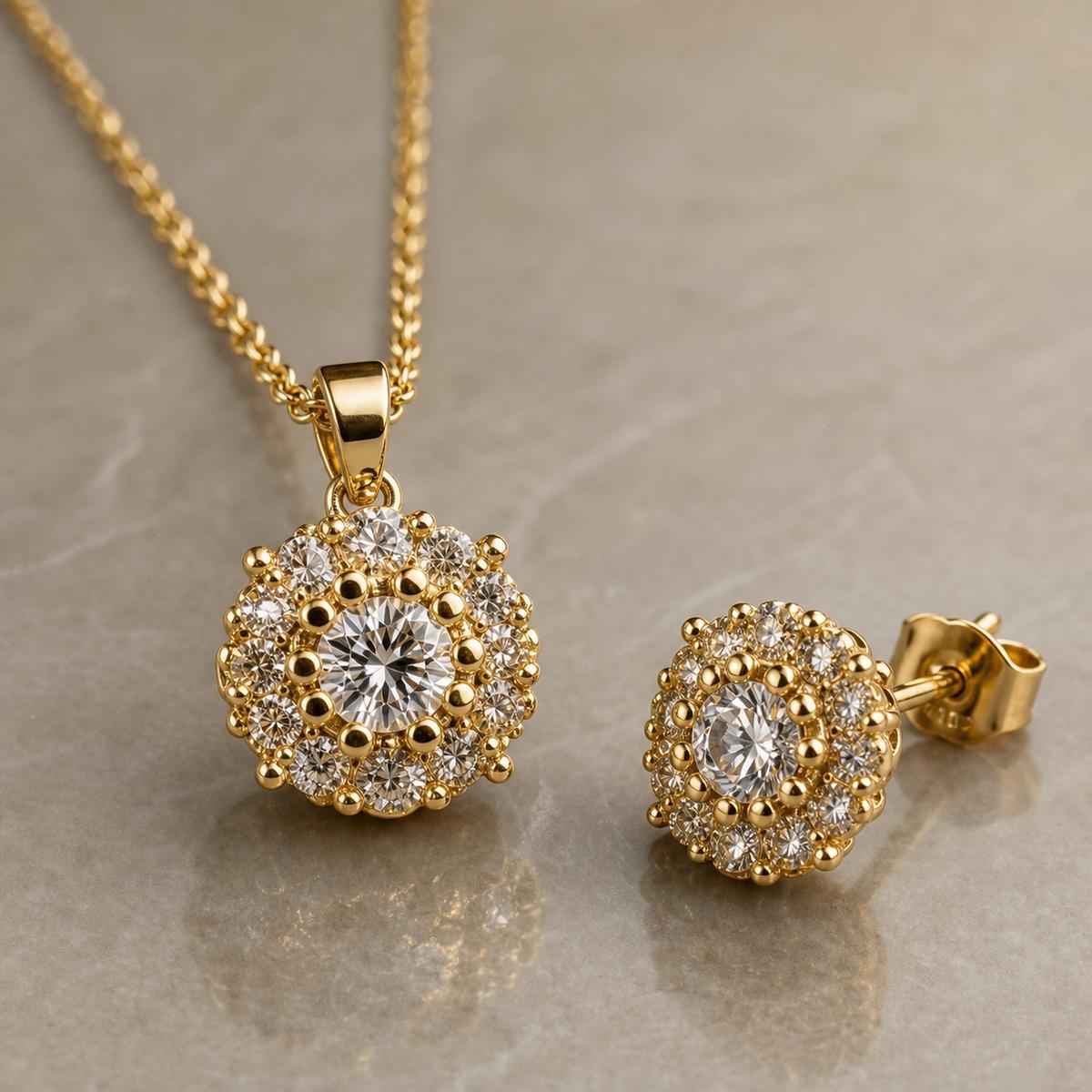 Golden Rosette Cluster Jewellery Set product image 4