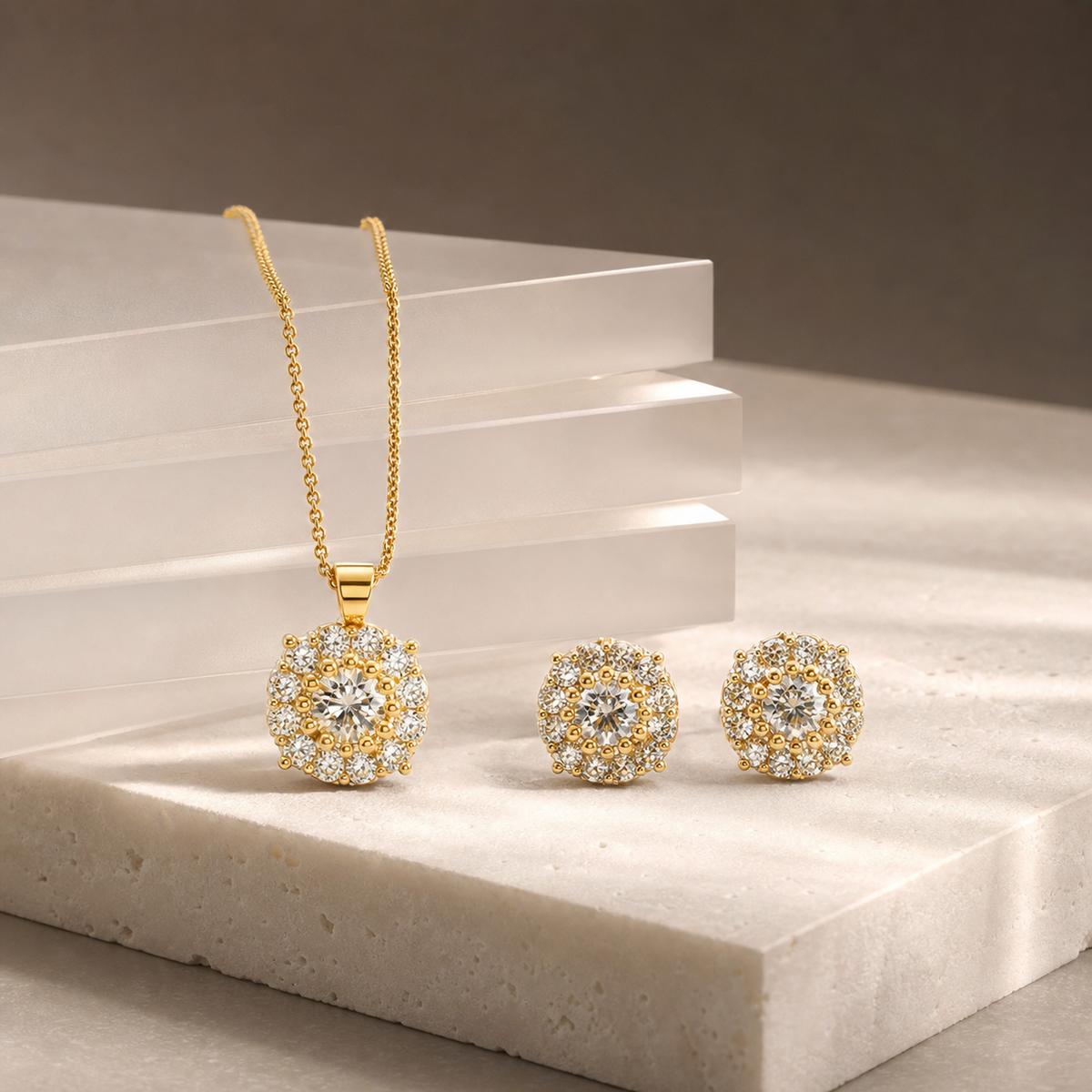 Golden Rosette Cluster Jewellery Set product image 5