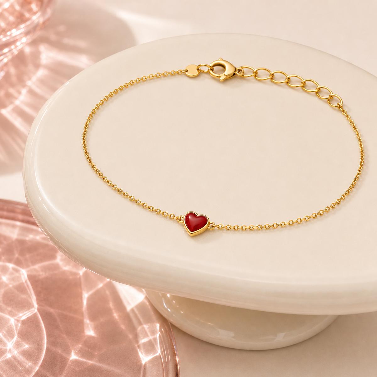Golden Ruby Heart Anklet product image 10