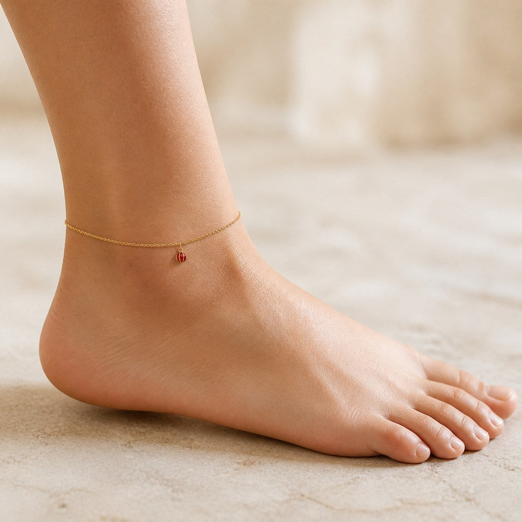 Golden Ruby Orb Anklet product image 3