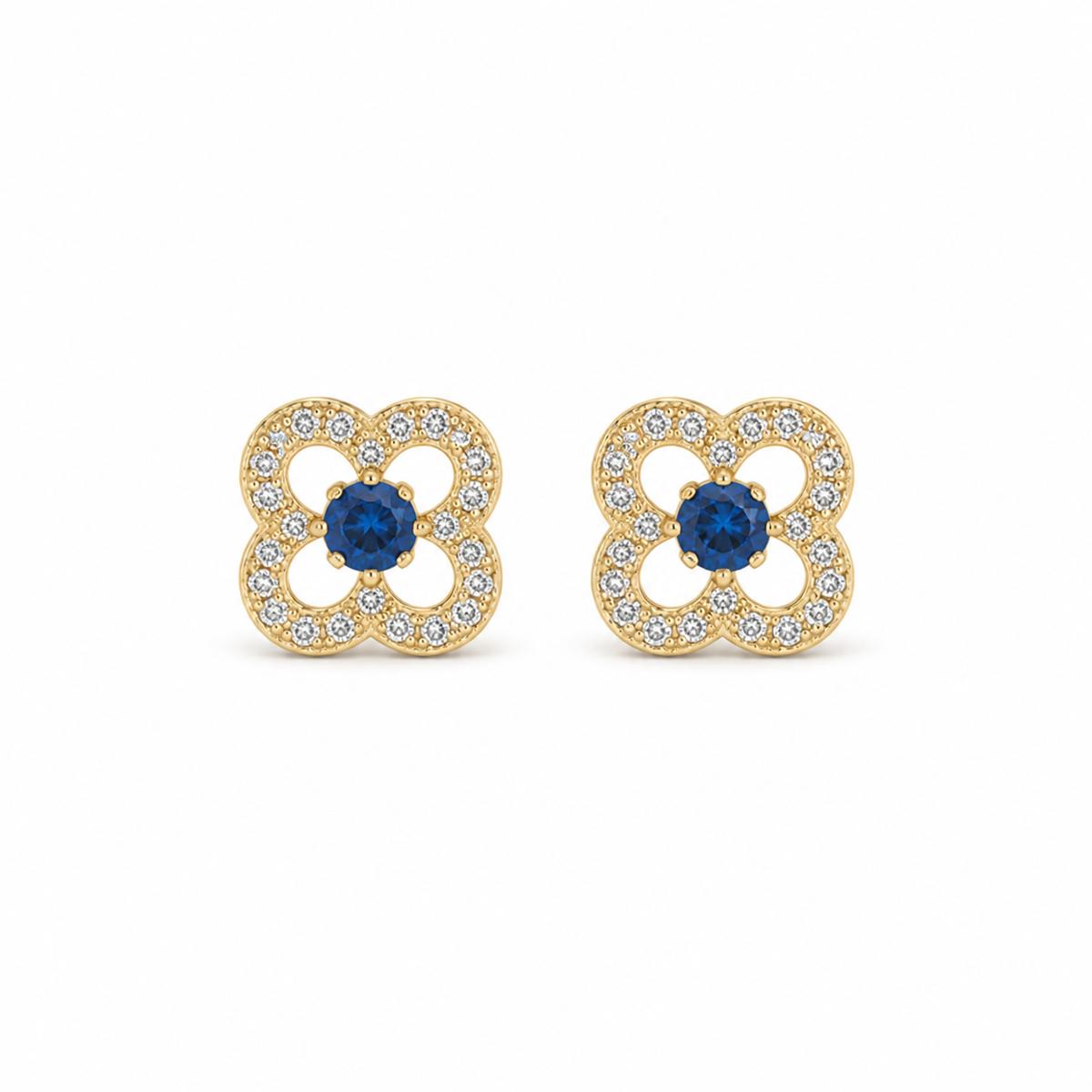 Golden Sapphire Clover Bloom Earrings product image 1