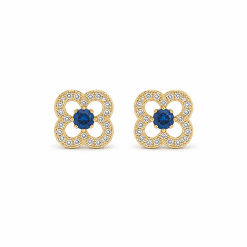 Golden Sapphire Clover Bloom Earrings product image 1