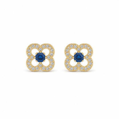 Golden Sapphire Clover Bloom Earrings product image 1