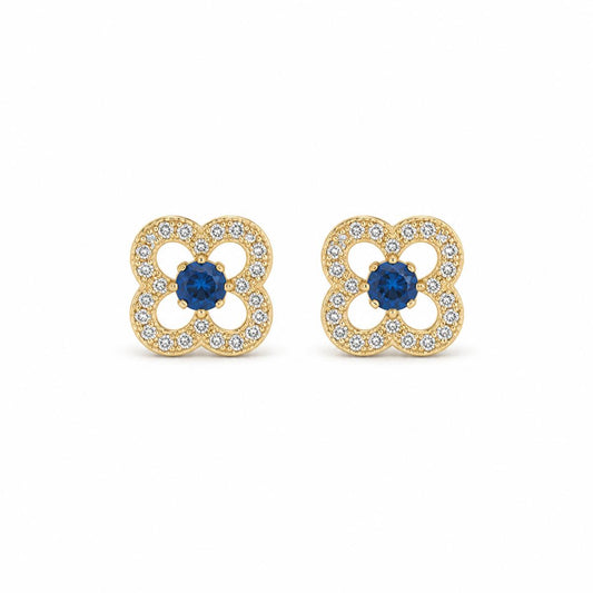 Golden Sapphire Clover Bloom Earrings product image 1