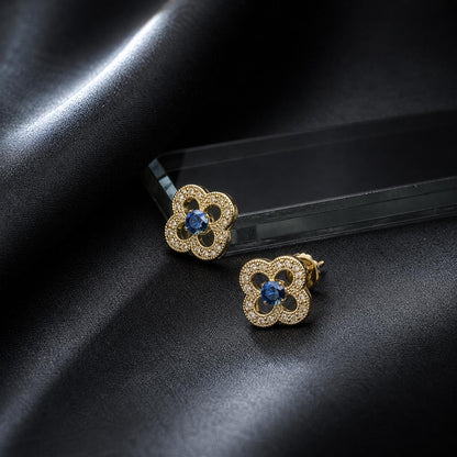 Golden Sapphire Clover Bloom Earrings product image 5