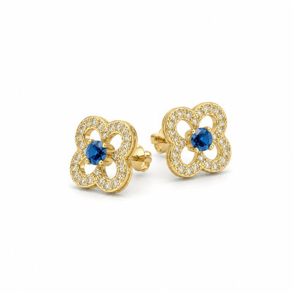 Golden Sapphire Clover Bloom Earrings product image 6