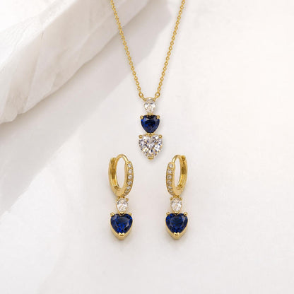 Golden Sapphire Heart Drop Jewellery Set product image 1